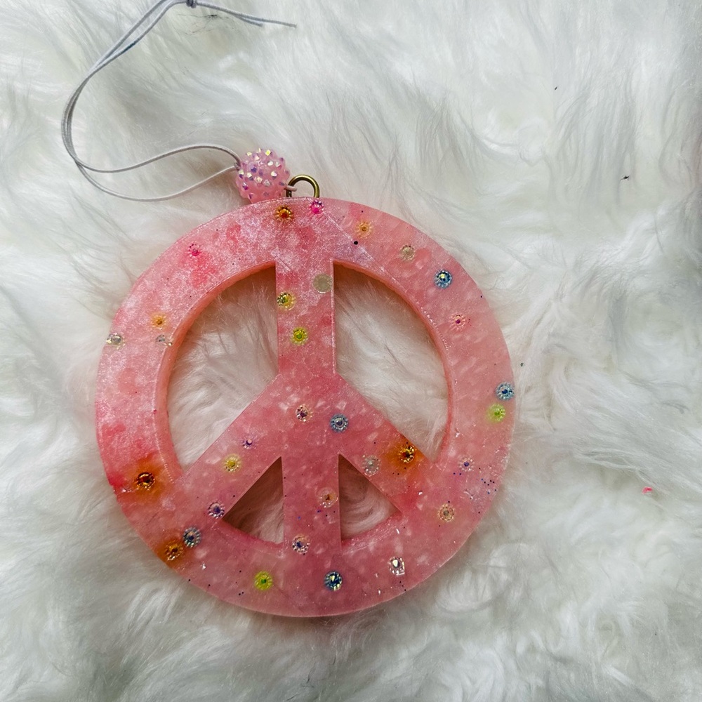 Light Pink Peace Car Freshie/ Medium Size 4X4